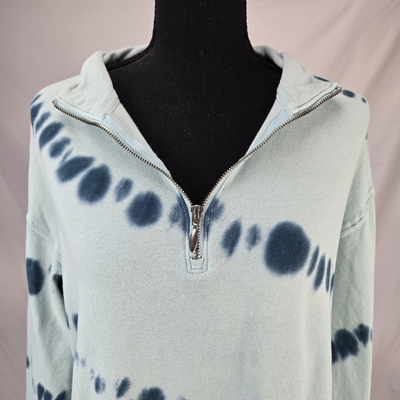OLD NAVY Light teal tie dye Pullover Quarter Zip Sweater Size Medium - Picture 2 of 8